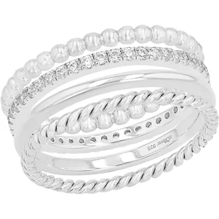 s.Oliver Ring-Set 925 Sterling Silber Zirkonia Silber/Weiß Gr. 50