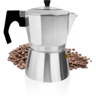 ACTIV CUISINE Espressokocher 3 Tassen aus Aluminium, Espressokanne Espresso Mokka Maker Mokkakanne italienische Kaffeekocher mit transparenter Deckel, nicht für Induktion, 150 ml