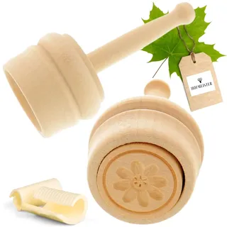2X HOFMEISTER® Butter-Stempel, für 30 g Butter, 5 cm, Edelweiß, handgefertigt in Deutschland, Butter-Form zum Dekorieren, runde Durchstoß-Form, Butter-Model aus heimischem Ahorn-Holz