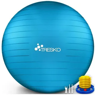 TRESKO Gymnastikball mit Pumpe, blau