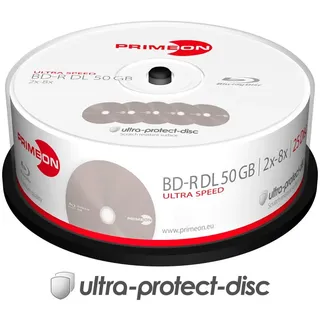 PrimeOn BD-R DL 50GB 8x 25-er Cakebox 25 Disc) Ultra-Protect-disc Surface