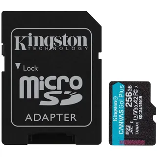 Kingston Canvas Go! Plus Gen4 256GB microSDXC Speicherkarte (200 MB/s, A2 U3) mit Adapter