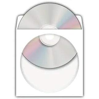 Herma 1141 CD DVD Papier-Schutzhüllen, 1000 Stück, CD Umschläge Papierleerhüllen mit Sichtfenster, DVD Schutzhüllen Papierhüllen mit Fenster, Rückseite selbstklebend, weiß
