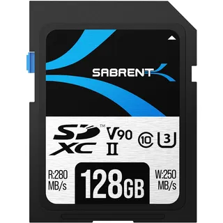 SABRENT SD Karte 128GB V90 UHS-II U3 SDXC Card Class 10, 280MB/s Lesen, 250MB/s Schreiben – Professionelle Speicherkarte für 4K 8K Video, DSLR, Drohne, Kamera (SD-TL90-128GB)