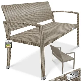 Kesser KESSER® Gartenbank Polyrattan 2-Sitzer Wetterfest Rattan-Sitzbank UV-Beständig & bis 320kg belastbar Balkon-Bank 125x62x90cm Garten-Möbel mit ergonomischen Armlehnen Für 2 Personen