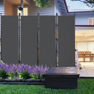 Paravent Paravants & Raumteiler Spanische Wand Zimmer Trennwand Outdoor Raumteiler Raumtrenner 4 fach Anthrazit - Swanew