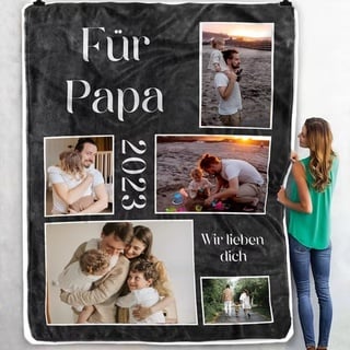 Aocase Geschenke für Familie Papa Großvater, Decke mit Foto und Text, Vatertagsgeschenke, Kuscheldecke Geburtstagsgeschenk Geburtstag, Flanell