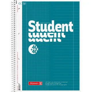 Brunnen Collegeblock Student „DUO“ A4, kariert/liniert, 80 Blatt, petrol