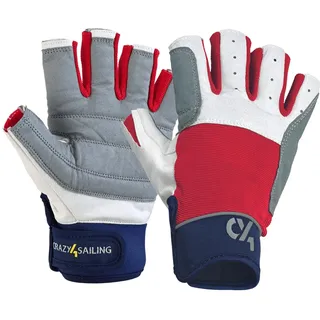 crazy4sailing Segelhandschuhe Herren & Damen Regatta Rot M – Profi Kurzfinger für Segeln, Kajak & Fahrrad – Maximaler Grip durch High-Tech Verstärkung – Ergonomisch & Abriebfest