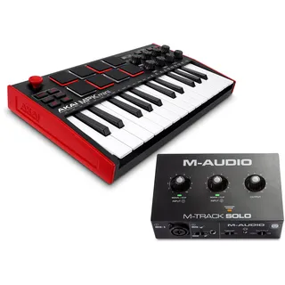 AKAI Professional MPK Mini MK3 & M-Audio M-Track Solo – 25-Tasten USB MIDI Keyboard Controller, Drum Pads und USB Audio Interface für Aufnahmen
