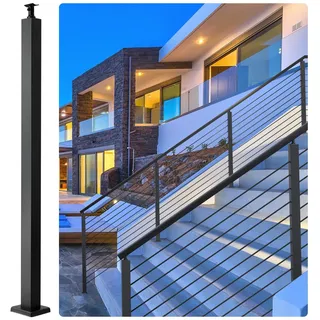 Vevor Geländerpfosten 106,7x5x5cm Treppengeländer Edelstahl pulverbeschichtet Pfosten 1,5mm Stärke Handlauf Pfosten 136kg Tragfähigkeit Ideal für Treppen