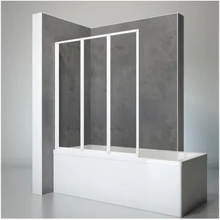 Schulte Badewannenfaltwand 3-teilig Faltbar - Breite: 127 Cm, Höhe: 140 Cm, Glas: 3 Mm Sicherheitsglas Klar Hell, Profil: Alpinweiß - Schulte
