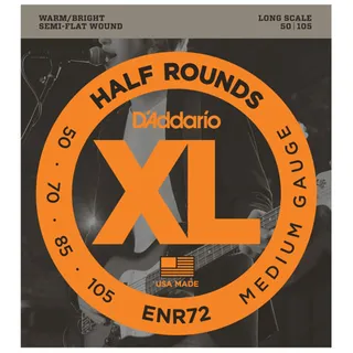 D'Addario E Bass Gitarrensaiten | Saiten E Bass | Bassgitarre Saiten | E Bass Strings | Bass Guitar Strings | ENR72 Bass XL Nickel Saitensatz 0,13-0,27 cm (.050 -.105 Zoll)
