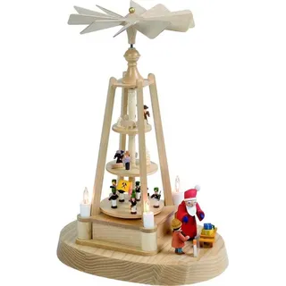 Richard Glässer GmbH Seiffen Richard Glässer Seiffen Minipyramide, Natur, 27 cm hoch, elektrisch beleuchtet, original Erzgebirge