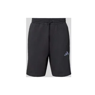 Regular Fit Sweatshorts mit Label-Stitching, Black, XXL