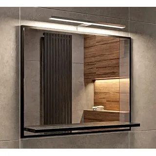 hajduk furniture Badspiegel mit Beleuchtung Schwarz H:50 x B:60 cm - Bathroom Mirror - Badezimmer Spiegel Rechteckig mit Ablage und LED - Wandspiegel mit... - Schwarz