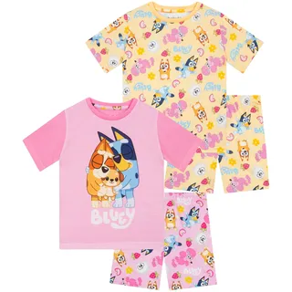 BlueY Schlafanzug | Mädchen Pyjama Bingo | 2er-Pack Kinderschlafanzug | Rosa 128 - 128