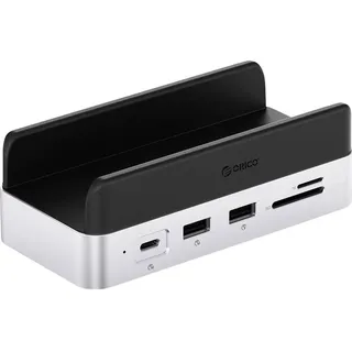 ORICO USB-C® Dockingstation VS10 Mini Dock Desktop Stand integrierte Halterung, integrierter Kartenleser, M.2 SSD Steckplatz