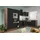 L-Form 370 x 172 cm E-Geräte schwarz seidenglanz/eiche york nachbildung