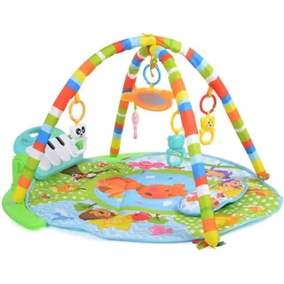 Moni Spielbogen Piano 696-R, Krabbeldecke, Musiktasten, Spiegel, Spielcenter blau