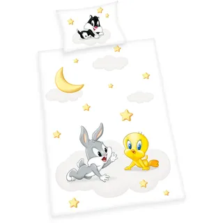 Herding Looney Tunes Bettwäsche-Set, Weiß/Gelb, 100 x 135 cm