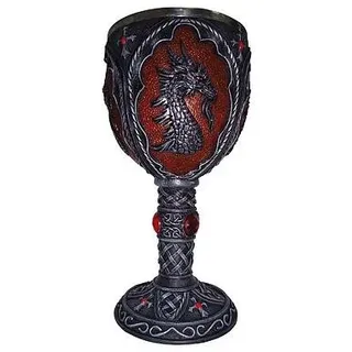 Kelch Drachen Gothic rot mit Steinen
