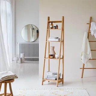 Badezimmerregal Regal für Badezimmer aus Teak Massivholz stilvoll und natürlich