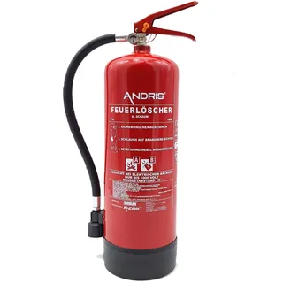 Feuerlöscher 6L Schaum AB mit Manometer, EN 3, Wandhalterung und ANDRIS® Prüfnachweis & ISO-Symbolschild Folie