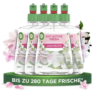 Airwick Air Wick Active Fresh – Wasserbasierter, automatischer Lufterfrischer – Raumduft Jasminblüte – 4 x 228 ml Nachfüller
