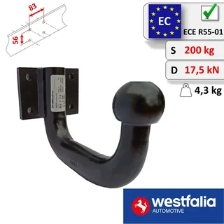 None Kupplungskugel mit 4-Loch Halterung Anschraubplatte 56x83mm AHK-Bock