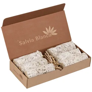 Salvia Blanca - 2X Kalifornischer Salbei, 3X Palo Santo 10cm | Spirituelles Reinigungsritual | Nachhaltige Materialien (6 Salvia 1 Copal)