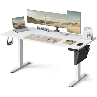 Songmics Höhenverstellbarer Schreibtisch 160 x 70 cm Wolkenweiß
