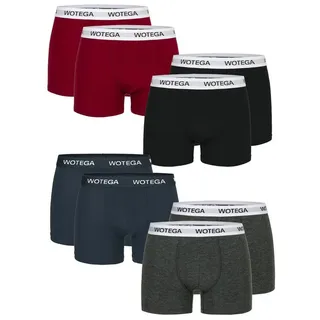 WOTEGA Boxershorts Joe unifarben Blau / Grau / Rot / Schwarz 3XL 8er Pack