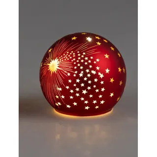 Formano Weihnachtskugel Deko Kugel LED Lampe Weihnachten Standkugel 12 cm Spirit rot mit Licht