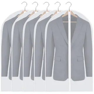 5 Stück Kleidersack, Kleidersäcke Mottensicher Transparent Kleidersäcke 60 * 100cm, Kleiderbeutel, Atmungsaktiver Stoff, Kleiderhülle,Kleidersäcke mit Reißverschluss,Anzugsack,für Röcke,Anzüge,Kleider