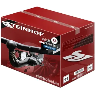 STEINHOF NEU Anhängerkupplung AHK abnehmbar-horizontal kompatibel mit Kia Soul 2014-2018 mit 13-polig Universal-Elektrosatz