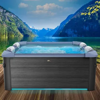 BRAST Whirlpool MSpa Oslo Sapphire mit Fester Außenwand | LED-Beleuchtung in 20 Farben für 6 Personen | 160x160x65cm | 120 Massagedüsen | Ganzjähriger Einsatz Winterfest | In & Outdoor Pool