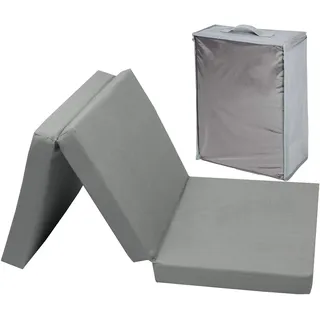 ZOLLNER Kinder Gästematratze, faltbar, Fester PU-Schaumkern, 60x120 cm, 6 cm Höhe, grau