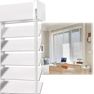 Holzjalousie Verdunkelung 5cm Lamellen extra breit, Fensterjalousie Horizontal Gefiltertes Licht für Innen, Büro, 30 60 80 100 120 140 160 cm, Holz jalousien inklusive Montagematerial(Weiß)