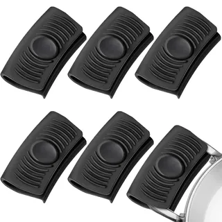 JEYORZY 6pcs Silikon Topfgriffe, Silikon Helfen Griff Halter, Silikongriffe für Töpfe, Topfgriff Hitzeschutz, rutschfest Hitzebeständig Topfgriff Schutzhülle, Topfgriff Hitzeschutz für Kochen, Schwarz