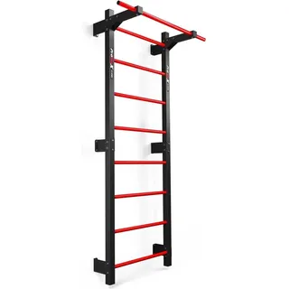 Fitness-Sprossenwand aus Metall mit Klimmzugstange schwarz|rot 6