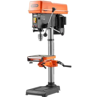 Vevor Tischbohrmaschine 305 mm, Standbohrmaschine 550 W, Säulenbohrmaschine mit Drehzahlregelung 340–2200 U/min, Neigbarer Tisch 45°, Laser & LED