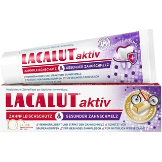 LACALUT aktiv Zahnfleischschutz & Gesunder Zahnschmelz 75ml - Medizinische Zahnpasta für starken Zahnschmelz, gesundes Zahnfleisch & natürlich weisse Zähne