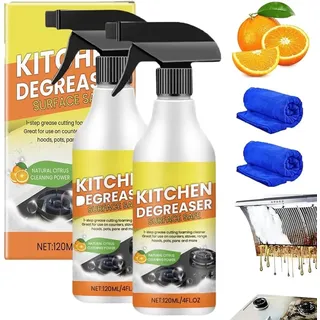 Kitchen Degreasing Foam Cleaner, Kitchen Cleaner Spray Degreaser, Stubborn Stains Cleaner, All Purpose Bubble Cleaner Foam Spray for Range Hood, Oven, Pots (2)