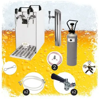 ich-zapfe Bierzapfanlage Untertheken Komplett Set - Zapfanlage, Bierzapfanlage - Kontakt 40, 2-leitig Trockenkühler, Durchlaufkühler 50 Liter/h, inkl. Schanksäule