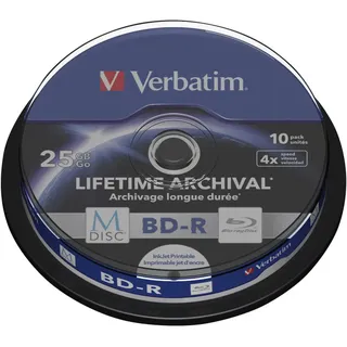 Verbatim M-DISC BD-R 25GB, 4x 10er Spindel, printable (43825)