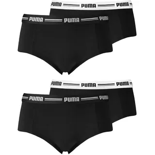 PUMA Damen Iconic Mini Shorts Pantys Slips 4er Pack, Farbe:Schwarz;W?schegr??e:M;Artikel:-200 Black - M