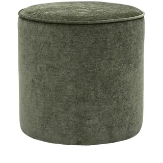 Runder Pouf in Samtoptik, khakigrün D40 cm PAUL