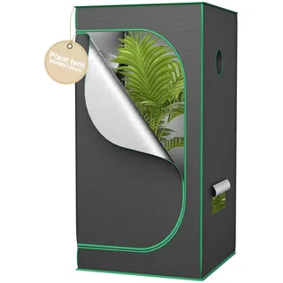 PEILU Growzelt Komplettset 60x60x140cm Pflanzenzelt inkl. Stahlrahmen Sichtfenster Reflektierendes Innenfolie Bodenwanne & Zubehörkanal Tragbare Zuchtzelte für Hydrokulturen/Indoor-Anbau