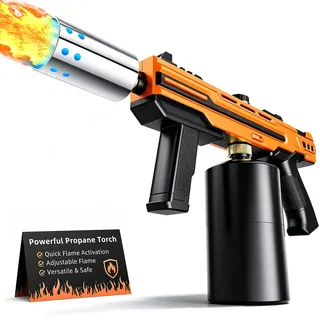 Multifunktionaler Flambierbrenner, Flammenwerfer für Küche Verstellbarer Brenner Lötbrenner-Gasbrenner für den Haushalt zum Anbraten von Steak, Grillen, DIY, Einfach Sicher zu Bedienen (Orange)